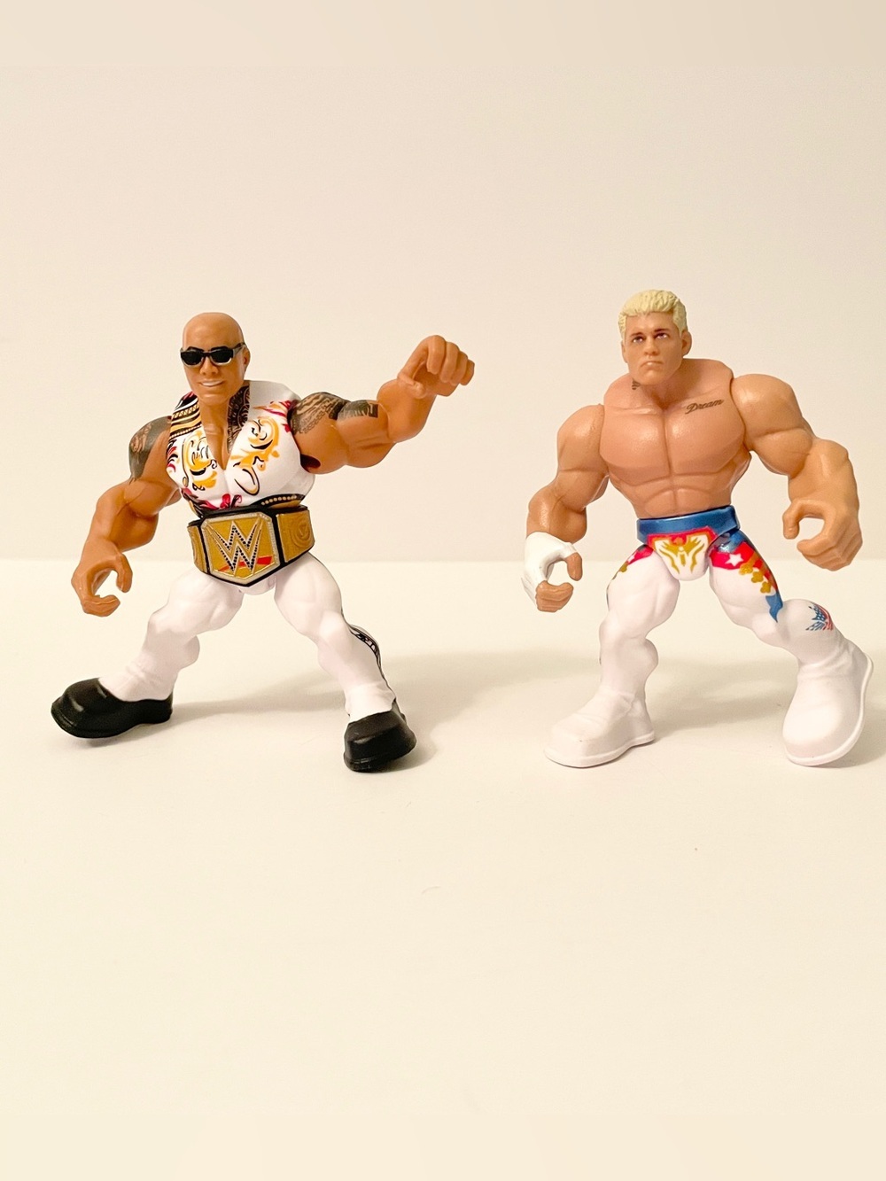 WWE Knuckle Crunchers Cody Rhodes & The Rock Figure Lot